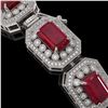 Image 3 : 61.92 ctw Certified Ruby & Diamond Victorian Bracelet 14K White Gold - REF-1288A4N
