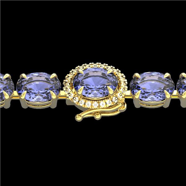 32 ctw Tanzanite & VS/SI Diamond Micro Bracelet 14k Yellow Gold - REF-328R9K