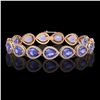Image 1 : 21.06 ctw Tanzanite & Diamond Micro Pave Halo Bracelet 10k Rose Gold - REF-532N4F