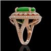 Image 3 : 9.27 ctw Jade & Diamond Victorian Ring 14K Rose Gold - REF-245Y5X
