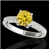 Image 1 : 1.25 ctw Certified SI Intense Yellow Diamond Antique Ring 10k White Gold - REF-184H3R