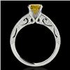 Image 2 : 1.25 ctw Certified SI Intense Yellow Diamond Antique Ring 10k White Gold - REF-184H3R