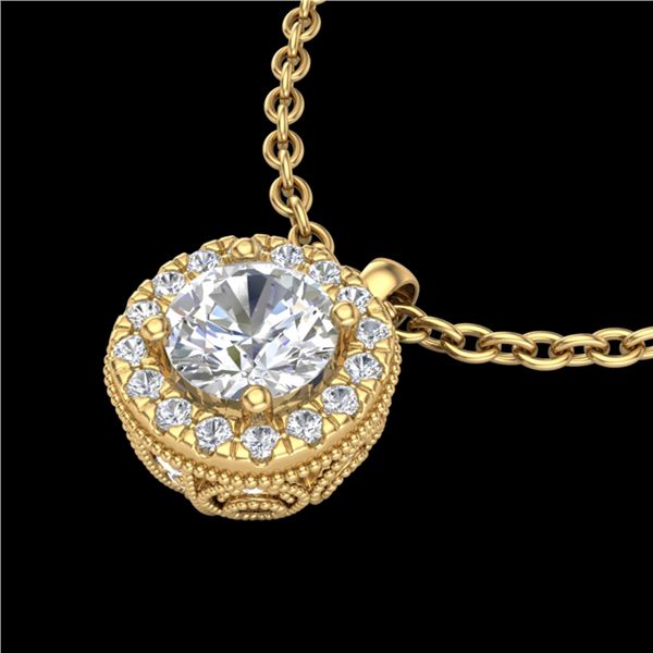 1.1 ctw VS/SI Diamond Solitaire Art Deco Stud Necklace 18k Yellow Gold - REF-218W2H