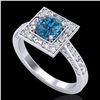 Image 1 : 1.1 ctw Intense Blue Diamond Engagment Art Deco Ring 18k White Gold - REF-169W3H