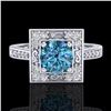 Image 2 : 1.1 ctw Intense Blue Diamond Engagment Art Deco Ring 18k White Gold - REF-169W3H