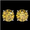 Image 1 : 2.57 ctw Certified Intense Yellow Diamond Stud Earrings 10k White Gold - REF-349M8G
