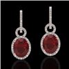 Image 1 : 8 ctw Garnet & Micro Pave Halo VS/SI Diamond Earrings 14k Rose Gold - REF-100W2H