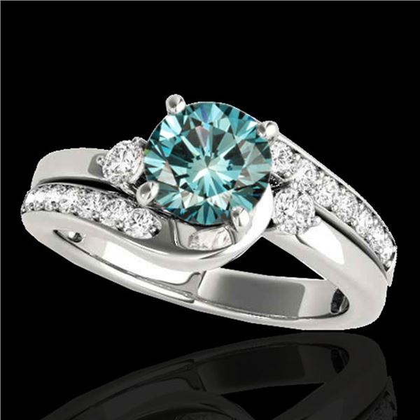 1.5 ctw SI Certified Fancy Blue Diamond Bypass Ring 10k White Gold - REF-150Y2X
