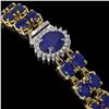 Image 2 : 30.12 ctw Sapphire & Diamond Bracelet 14K Yellow Gold - REF-336G4W