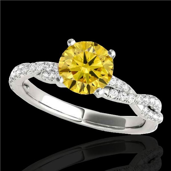 1.25 ctw Certified SI/I Fancy Intense Yellow Diamond Ring 10k White Gold - REF-163W6H