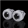 Image 1 : 2.09 ctw Fancy Black Diamond Art Deco Stud Earrings 18k White Gold - REF-172A8N