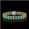 Image 3 : 26.02 ctw Swiss Topaz & Diamond Bracelet 14K Yellow Gold - REF-318X2A