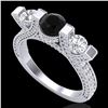 Image 1 : 2.3 ctw Fancy Black Diamond Micro Pave 3 Stone Ring 18k White Gold - REF-200M2G