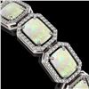 Image 3 : 24.37 ctw Opal & Diamond Micro Pave Halo Bracelet 10k White Gold - REF-372W8H