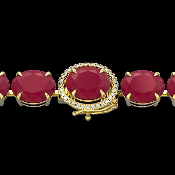 75 ctw Ruby & Micro Pave VS/SI Diamond Bracelet 14k Yellow Gold - REF-636H4R
