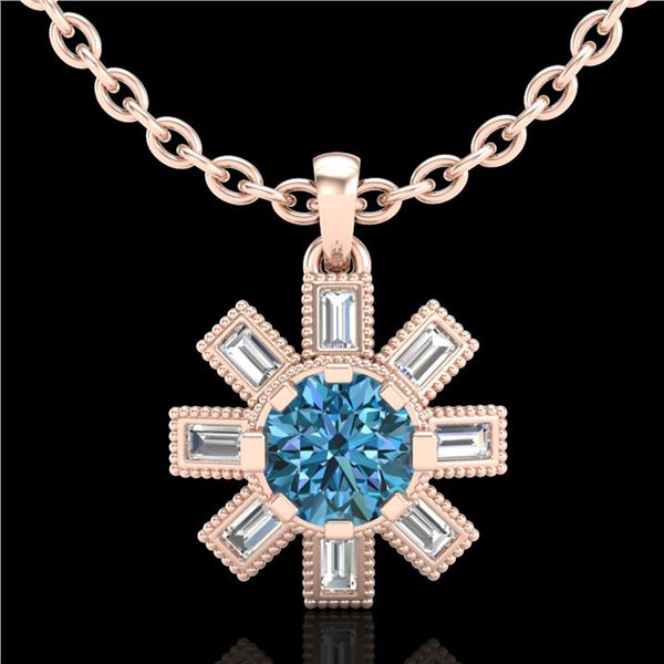 1.33 ctw Fancy Intense Blue Diamond Art Deco Necklace 18k Rose Gold - REF-161G8W