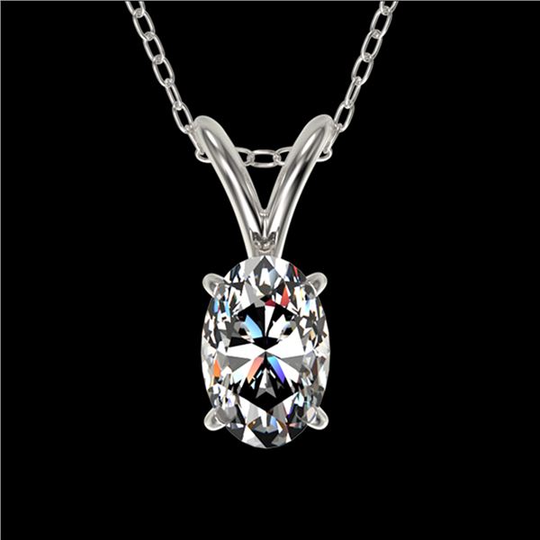 0.50 ctw Certified VS/SI Quality Oval Diamond Necklace 10k White Gold - REF-65Y2X