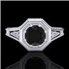 Image 2 : 0.84 ctw Fancy Black Diamond Engagment Art Deco Ring 18k White Gold - REF-89H3R