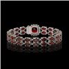 Image 3 : 14.98 ctw Garnet & Diamond Bracelet 14K White Gold - REF-178F2M