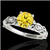 Image 1 : 1.1 ctw Certified SI Intense Yellow Diamond Antique Ring 10k White Gold - REF-184R3K