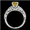 Image 2 : 1.1 ctw Certified SI Intense Yellow Diamond Antique Ring 10k White Gold - REF-184R3K