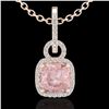 Image 2 : 2.75 ctw Morganite & Micro VS/SI Diamond Necklace 14k Rose Gold - REF-76M4G