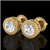 Image 1 : 1.09 ctw VS/SI Diamond Solitaire Art Deco Stud Earrings 18k Yellow Gold - REF-202M8G