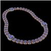 Image 2 : 37.96 ctw Tanzanite & Diamond Necklace 14K Rose Gold - REF-527A3N
