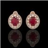 Image 1 : 8.84 ctw Certified Ruby & Diamond Victorian Earrings 14K Rose Gold - REF-220W8H