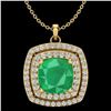 Image 1 : 2.52 ctw Emerald & Micro Pave VS/SI Diamond Necklace 18k Yellow Gold - REF-76K4Y