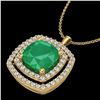 Image 2 : 2.52 ctw Emerald & Micro Pave VS/SI Diamond Necklace 18k Yellow Gold - REF-76K4Y