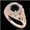 Image 1 : 1.75 ctw Fancy Black Diamond Engagment Art Deco Ring 18k Rose Gold - REF-136F4M