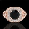 Image 2 : 1.75 ctw Fancy Black Diamond Engagment Art Deco Ring 18k Rose Gold - REF-136F4M