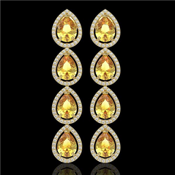9.2 ctw Fancy Citrine & Diamond Micro Pave Halo Earrings 10k Yellow Gold - REF-172H8R