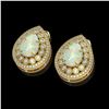 Image 2 : 7.88 ctw Certified Opal & Diamond Victorian Earrings 14K Yellow Gold - REF-244F2M