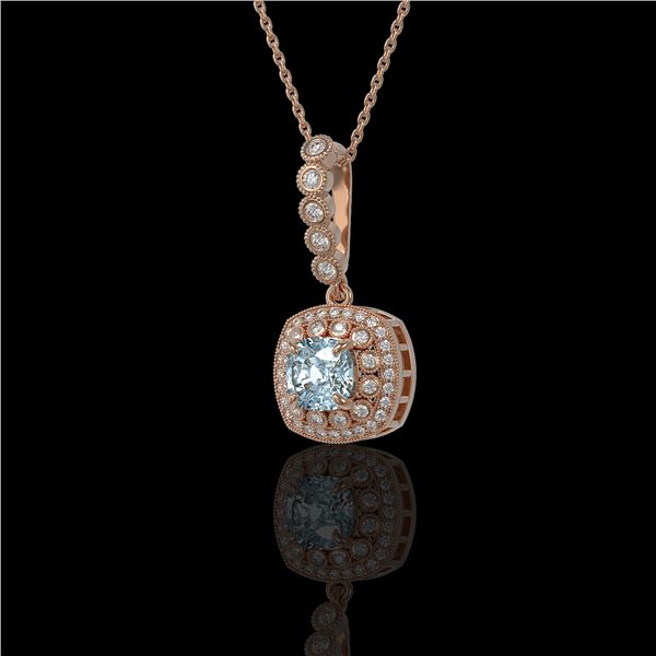 2.25 ctw Aquamarine & Diamond Victorian Necklace 14K Rose Gold - REF-81W3H