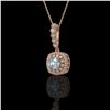 Image 1 : 2.25 ctw Aquamarine & Diamond Victorian Necklace 14K Rose Gold - REF-81W3H