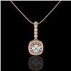 Image 2 : 2.25 ctw Aquamarine & Diamond Victorian Necklace 14K Rose Gold - REF-81W3H