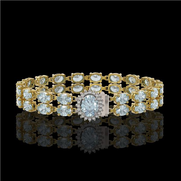 17.78 ctw Sky Topaz & Diamond Bracelet 14K Yellow Gold - REF-209Y3X