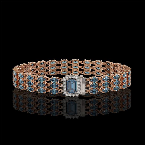 26.02 ctw London Topaz & Diamond Bracelet 14K Rose Gold - REF-318H2R