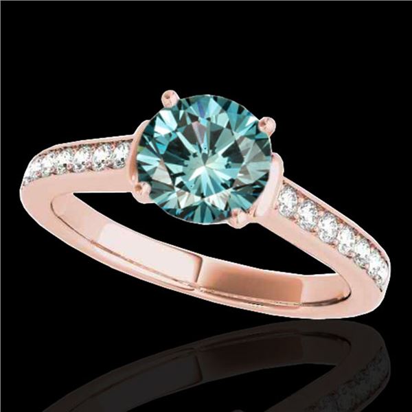 1.5 ctw SI Certified Fancy Blue Diamond Solitaire Ring 10k Rose Gold - REF-130R9K