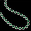 Image 2 : 64.01 ctw Emerald & Diamond Micro Pave Halo Necklace 10k White Gold - REF-854X5A