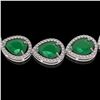 Image 3 : 64.01 ctw Emerald & Diamond Micro Pave Halo Necklace 10k White Gold - REF-854X5A