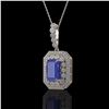 Image 1 : 7.18 ctw Sapphire & Diamond Victorian Necklace 14K White Gold - REF-172W8H