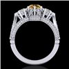 Image 3 : 2.18 ctw Intense Fancy Yellow Diamond Art Deco Ring 18k White Gold - REF-272K8Y
