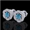 Image 1 : 1.51 ctw Fancy Intense Blue Diamond Art Deco Earrings 18k White Gold - REF-178Y2X