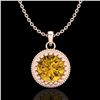 Image 1 : 1 ctw Intense Fancy Yellow Diamond Art Deco Necklace 18k Rose Gold - REF-245G5W