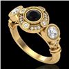 Image 1 : 1.51 ctw Fancy Black Diamond Art Deco 3 Stone Ring 18k Yellow Gold - REF-174F5M