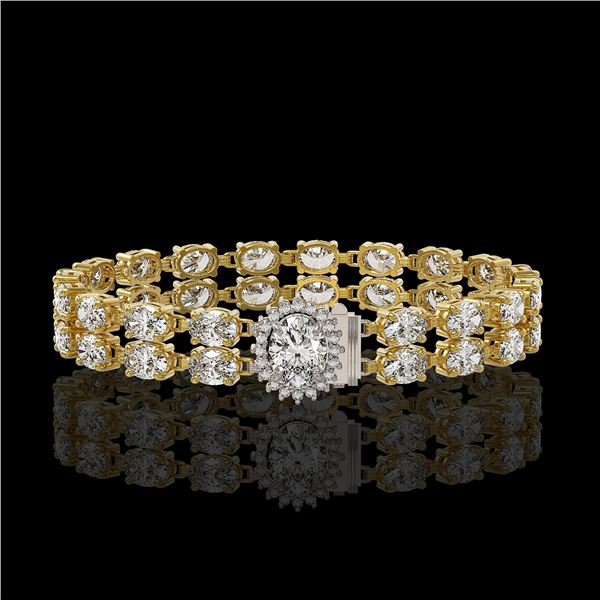 13.54 ctw Oval Diamond Bracelet 18K Yellow Gold - REF-1529G6W