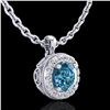 Image 3 : 1.1 ctw Fancy Intense Blue Diamond Art Deco Necklace 18k White Gold - REF-136R4K